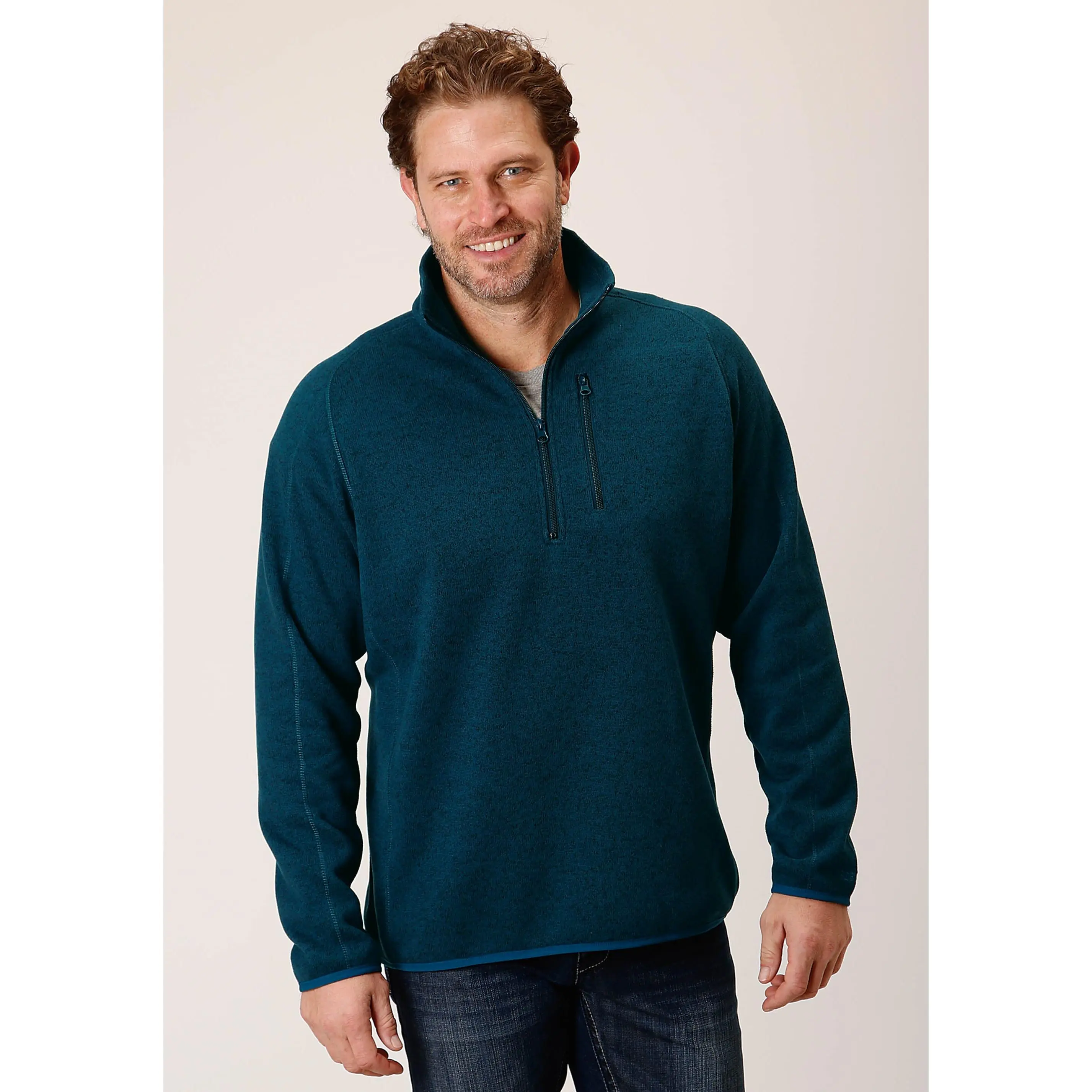 Men's Stetson Blue Quarter Zip Western Sweater