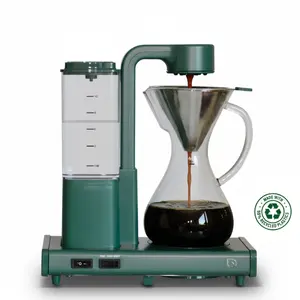 CookwithWillow Automatic Pour Over Coffee Maker with Glass Carafe & Drip Feature Brews Hot & Ice Coffee Eco-Friendly 99% Recycled Plastics Green Silicone