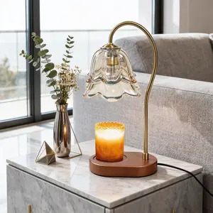 Candle Warmer Lamp with Timer & Dimmer, Lily of the Valley Glass Shade,Electric Candle Melter for Scented Candles, Home Decor Gift