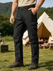 Men's Outdoor Sports Pants Multi-Pocket Tactical Workwear, Zipper Pockets Straight Leg, Suitable for Hiking, Travel, Casual Wear, Durable and Practical Casual Athletic Pants