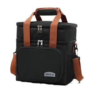 1 large capacity double-layer durable lunch bag, outdoor food preservation handbag, dual-purpose crossbody/handheld design, thickened insulation, suitable for office, back to school, outdoor picnic, Halloween/Christmas. Non-food contact.