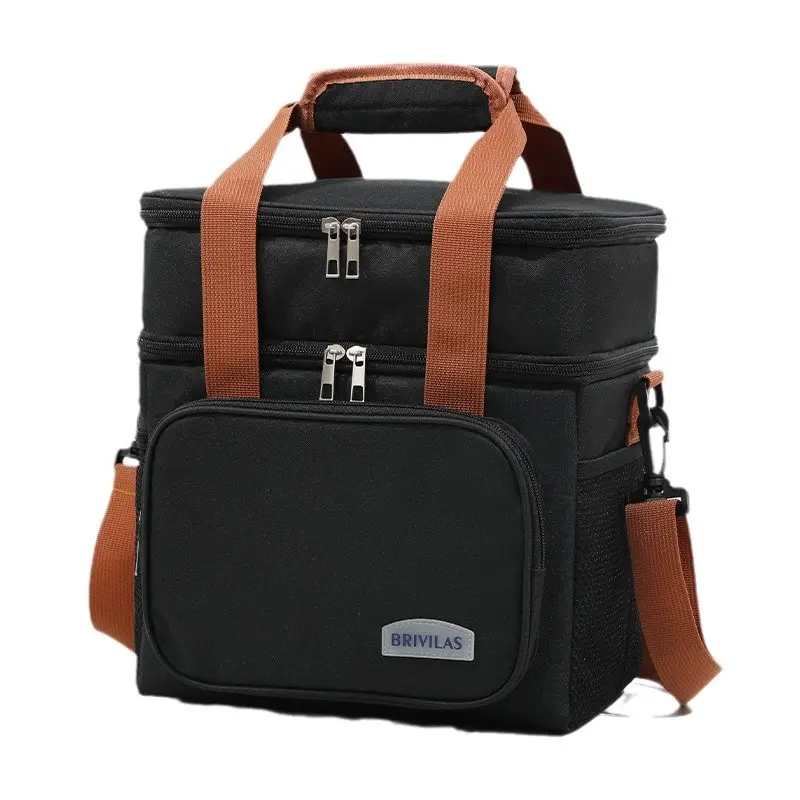 1 large capacity double-layer durable Insulated lunch bag, Multifunctional insulated bag, outdoor food preservation handbag, dual-purpose crossbody/handheld design, thickened insulation, suitable for office, back to school, outdoor picnic