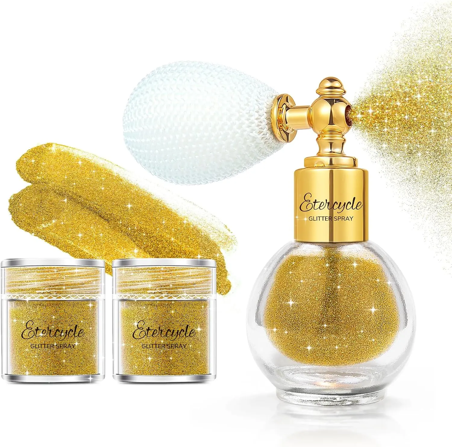 Hair Glitter Spray, Gold Glitter Spray Fine Face Shimmer Powder | Cosmetic Shimmer, Makeup Glitter, Highlighter Powder Hairspray, for Nightclubs, Bar, Y2K Accessories, Party, Stage Shows