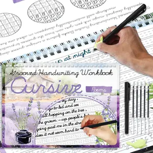 Grooved Cursive Handwriting Workbook with Disappearing Ink Pens Magic  Grooved Cursive Writing Practice for Beginners  Kickoff Student Workbook Homeschooling Supplies (Poems)