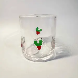 Madison Home 16 fl oz Icon Juice Glass Holly Berries Design Perfect for Festive Beverages and Gift Giving