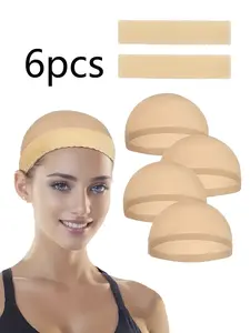 Silicone Wig Anti-Slip Set Headband & Mesh Cap, High Elasticity Prevents Slippage, Includes 2 Headbands & 4 Mesh Caps, Breathable Invisible Cover