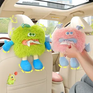 A cute plush car paper towel box, car chair back paper towel hanging bag, cartoon car drawer, car interior decoration product