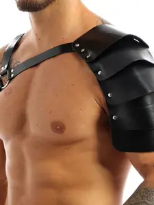 Medieval Retro PU Leather Shoulder Armor, Knight Viking Costume Shawl, Halloween Role Play, All Seasons Wearable, Armor Cosplay