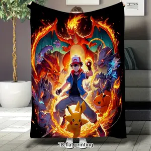 Pokémon Fire Spirits Flannel Blanket, Super Soft Sofa Blanket, Large Size, Suitable for Sofas, Beds, Travel, Birthday, Valentine's Day Themed Gift.