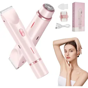 Comfort 2 in 1 Electric Lady Shaver Hair Trimmer, Dual Head Shaver Women, Bikini Trimmer for Women, Electric Razor for Womens Legs, IPX7 Waterproof Wet & Dry Use Body Hair Trimmer (Pink)