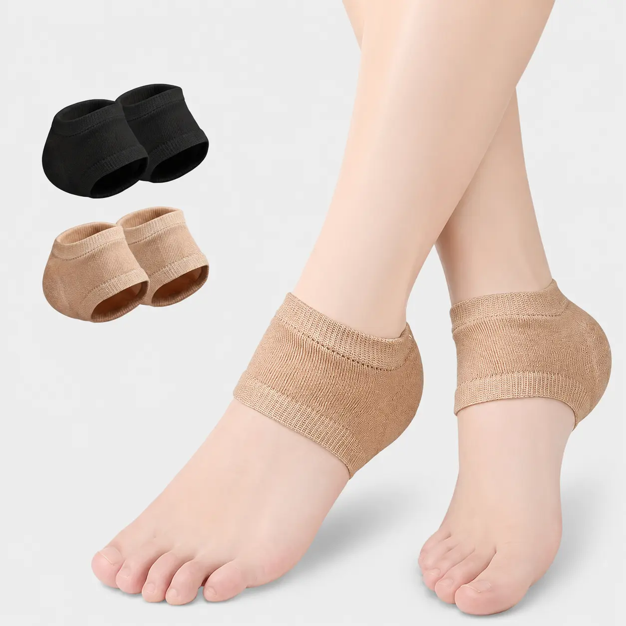Gel Heel Protector Sleeve, Silicone Heel Pads, Plantar Fasciitis Support, Foot Repair Half-Size Socks, Cushioning Care Pad