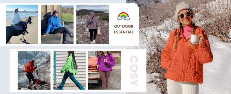 Tanming Women’s Oversized Hooded Pullover Puffer Jacket Cozy Lightweight Quilted Warm Hoodie with Chest & Side Pockets Fall Winter Spring Outwear Outfit TikTokShopBlackFriday