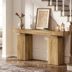 LITTLE TREE 63-Inch Long Console Table, Farmhouse Entryway Table Behind Couch, Wooden Foyer Stand Entry Station, Modern Hallway Accent Furniture for Living Room Decor, Entrance
