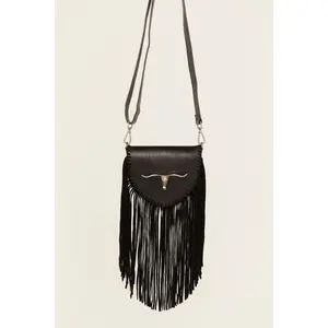 Esperanza Longhorn Leather Fringe Crossbody Bag