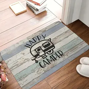 Happy Camper Pattern Door Mat, Non-slip Floor Mat, Indoor Entrance Door Mat, Home Decor for Living Room Bedroom Kitchen