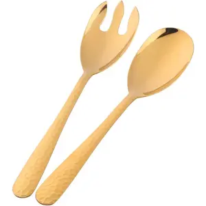 Gold-Plated Stainless Steel Salad Serving Set, 2-Piece Spoon Fork Flatware Set