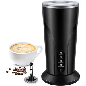 4-in-1 Electric Milk Frother and Steamer, Milk Steamer with Keep Warm Function, Automatic Warm and Cold Foam Maker, Frother for Coffee, Latte, Hot Chocolate, Macchiato, Cappuccino, Black