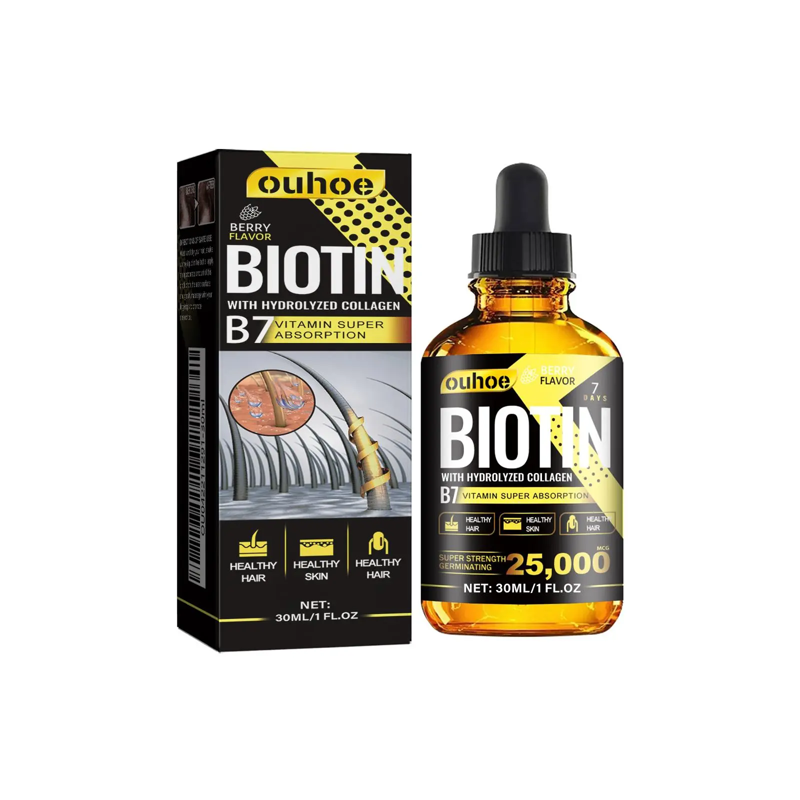 OUHOE B7 Vitamin Hair Care Oil with Biotin & Sour Berry Extract for Nourished, Soft, and Healthy Hair Growth 30ml Strengthens Hair Strengthening Hair Nourishing Hair Care Keratin Hair Treatment