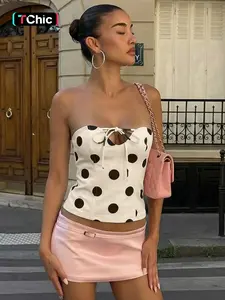 Women Summer Sexy Strapless Polka Dot Party Club Beach Vacation Tube Tops
