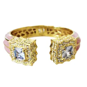 Pink Diamond Enamel Cuff Bracelet