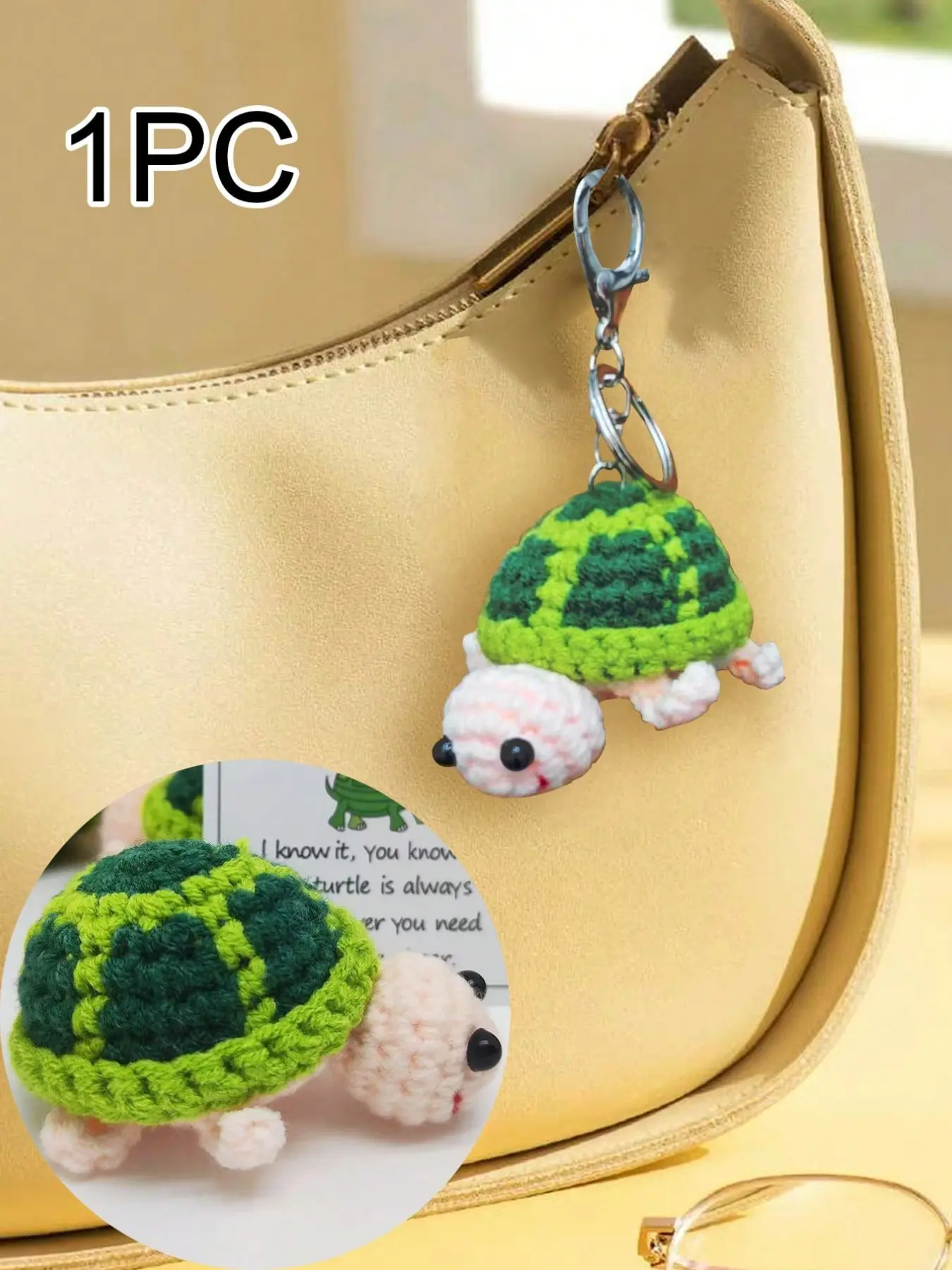 Cute Turtle Keychain, Handmade Knitted Mini Plush Toy, Knit Key Ring Pendant, Perfect for Women's Bags, Car Keys, Unique Gift Idea