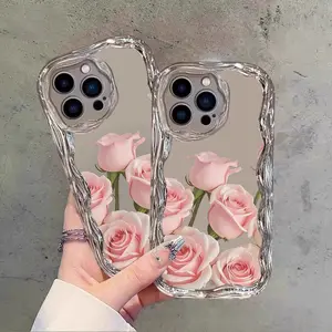 Flower pattern design phone case with lanyard for iPhone 17, 16, 15, 14, 13, 12, 11 Puls Pro Max, XS XS Max, a perfect gift for family and friends