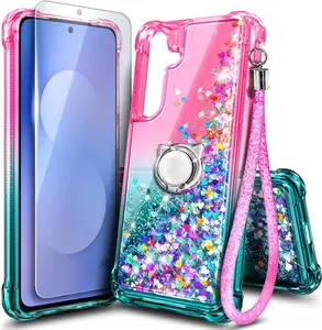 NGB Designed for Samsung Galaxy S26/S26 Plus/S26 Ultra Case | Quicksand Glitter Liquid Sparkle Cute Cover for Women Girls Kids | with Screen Protector & Ring Holder & Wrist Strap Lanyard