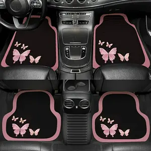 4pcs Butterfly Pattern Car Floor Mats, Girly Car Accessories Women, Full Coverage Protection, Durable and Easy to Clean, Geometric Design, Fits Most Cars Suvs Trucks