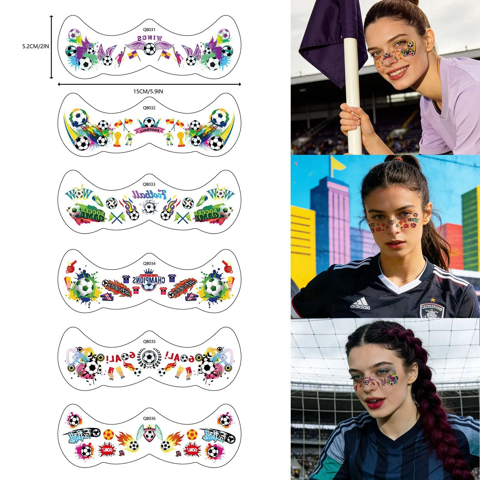 【Summerwins】JOYTUTUS 8pcs Temporary Tattoo Kit - Ephemeral Tattoos with Vibrant Soccer Ball, Trophy Designs, Whitehenna, Partyhat Accessories for Sports Match Parties, Adults (Home & Festive Party Supplies), Graffiti Art, Tattoo Art