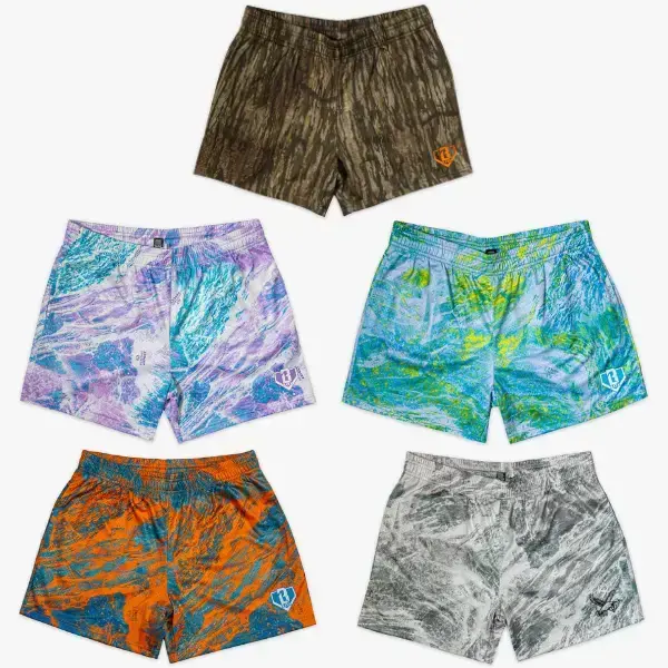 Trendy Men's Printed Mesh Shorts Featuring Blue Red White Paint Splatter Pattern – Comfortable Relaxed Fit, Soft Breathable Material, Flexible Elastic Waist, Ideal for Everyday Underwear, Lounging, Sleeping, and Casual Home Wear
