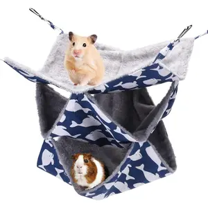 3 Tier Ferret Rat Hammock,Guinea Pig Cage Accessories,13.7x13.7 Inches,Pet Cage Hanging Bunkbed Hammock for Small Animals,Guinea Pig,Ferret,Kitten,Squirrel,Chinchilla,Rat,Parrot(Blue)