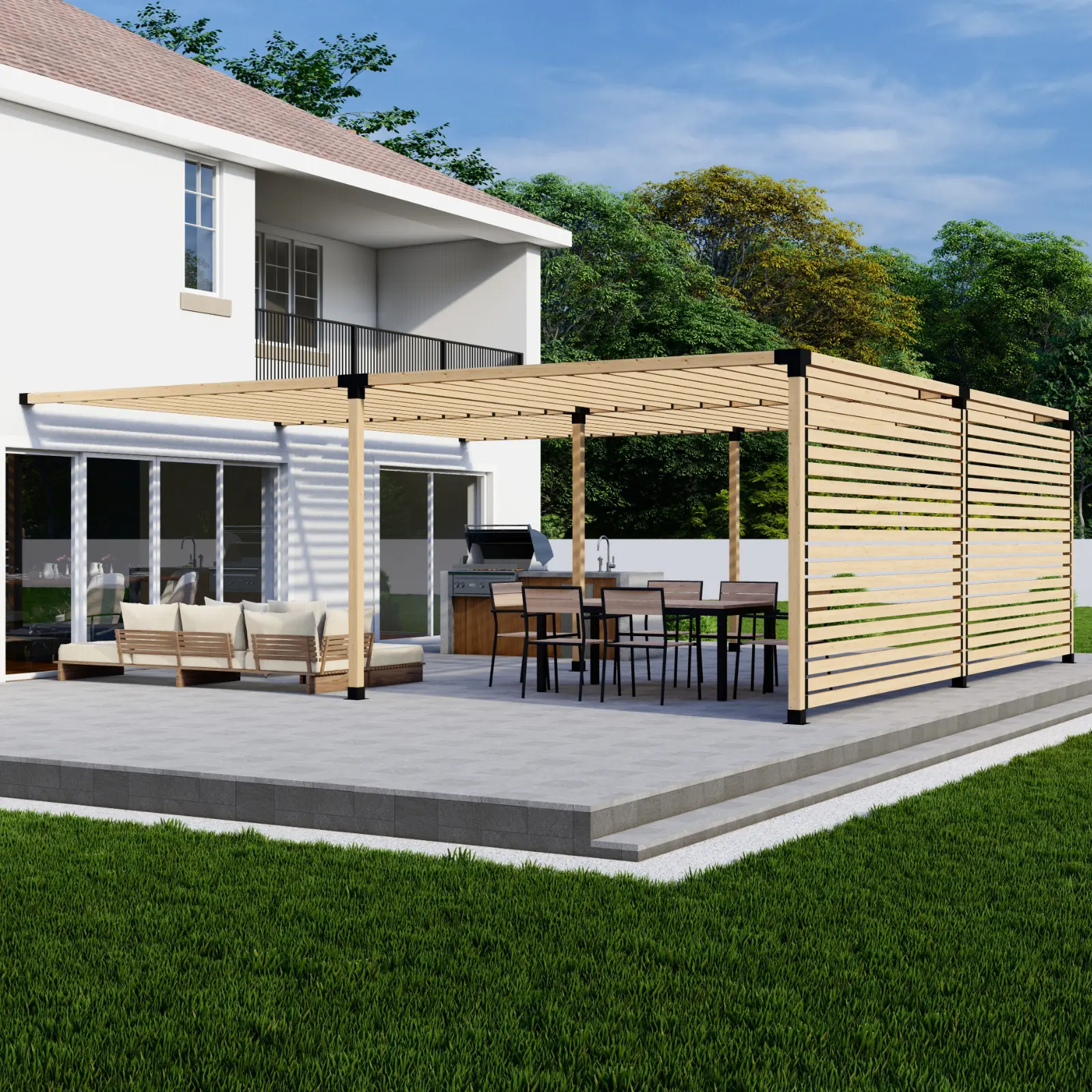 DIY Kit for a Pergola With Sides and Roof
