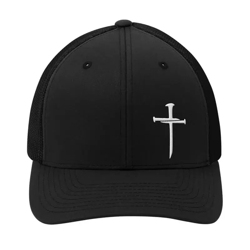 Christian Hats Nail Cross Jesus Embroidered Snapback Trucker Cap Custom Thread Color Vintage Soft Cotton Adjustable Hat Trendy Streetwear Gift for Men & Women