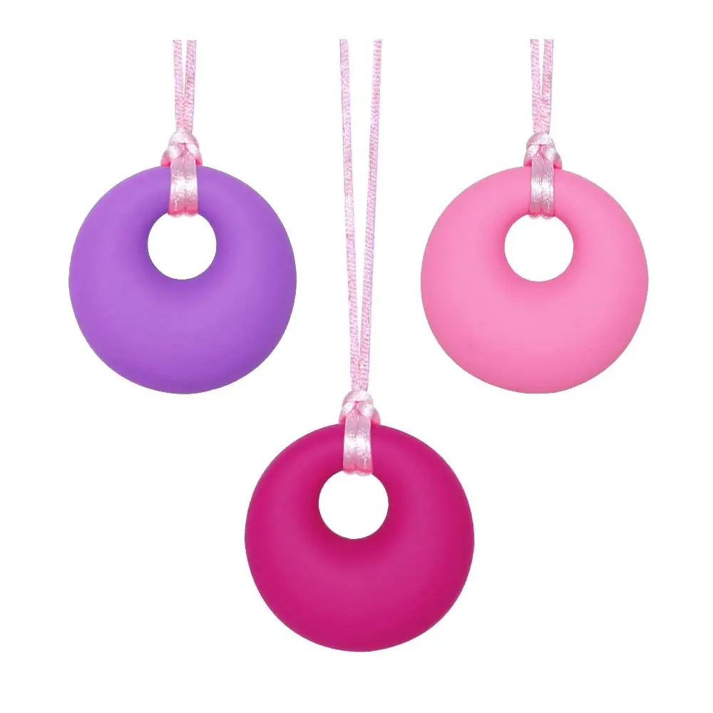 BY-FAN37 Chew Necklace for Sensory Kids Girls and Adults, Sensory Necklace for Adults with Autism ADHD Anxiety, Silicone Sensory Necklaces for Chewing - 3 Pack