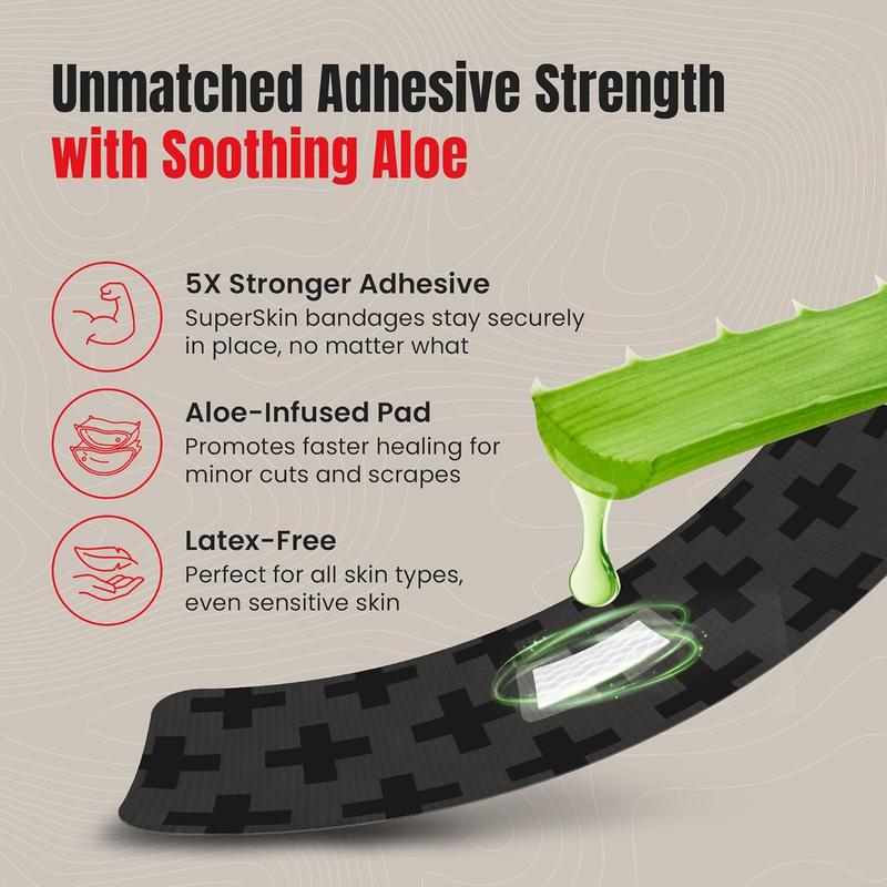 MY MEDIC SuperSkin® 12-Pack Assorted Bandages - 5X Stronger Adhesive, Sterile, Latex-Free, Aloe Pad for Fast Healing, 4-Way Stretch Technology - Treat