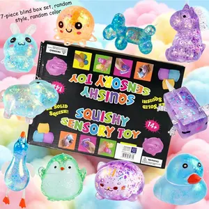 7pcs-Different Styles of Novel Stress Relieving Toy Blind Boxes, Cute Animal Shaped Soft Pressure Balls, Durable Slow Rebound Compact Desktop Sensory Stress Relieving Toys, Soft Touch, Soothing Anxiety, Creative Holiday Party Gifts