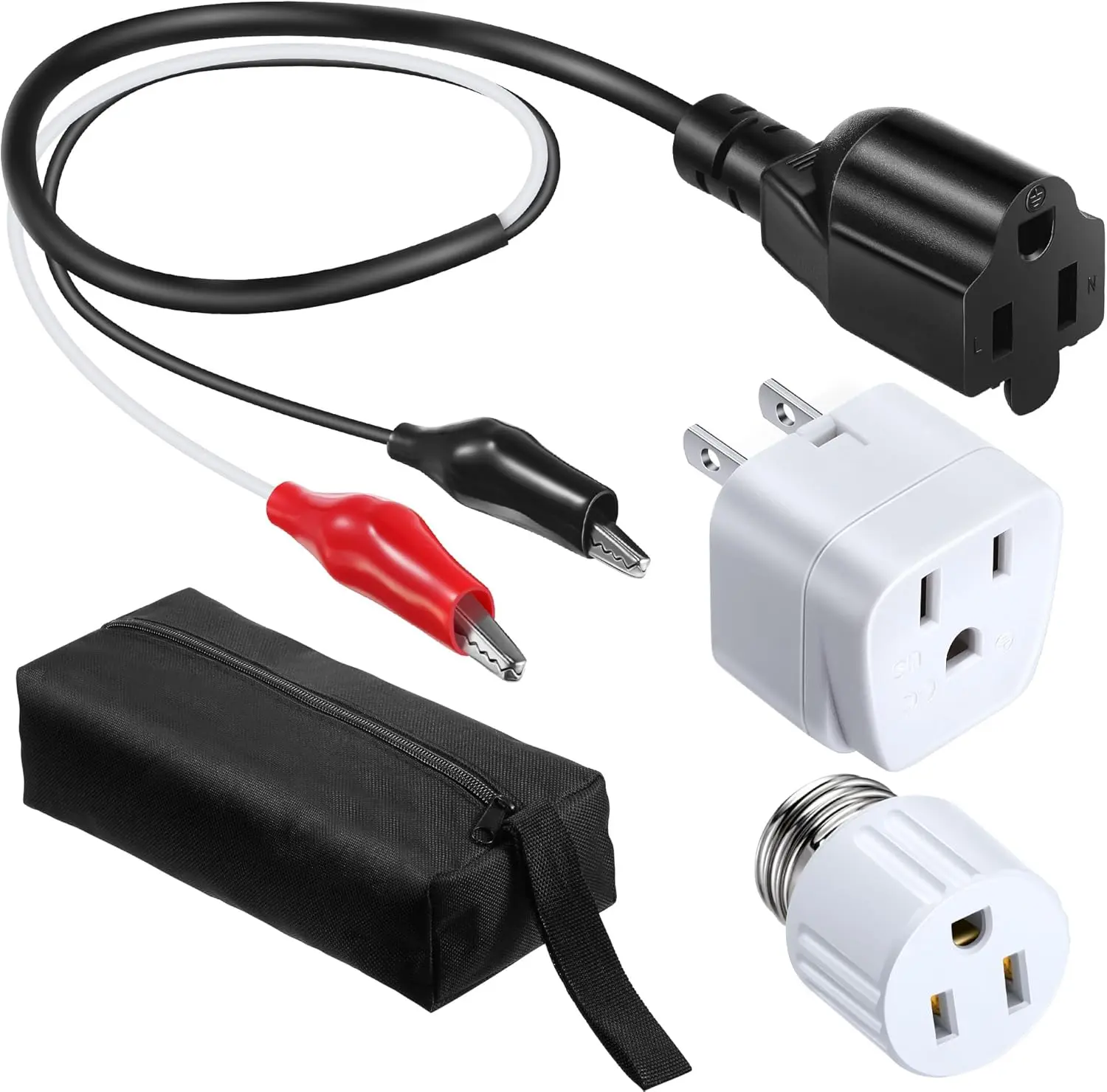 Circuit Breaker Finder Adapter Accessory Kit, Circuit Breaker Leads Tester with Clips, Light Socket, 3-2 Prong Grounding Outlet Adapter and Carrying Case Compatible with ET300 ET310 (Upgrade)