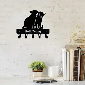 Wall Mounted Cat Key Holder for Couples Chic Home Entryway Decor Durable Iron Art Holder Gift for Cat Lovers
