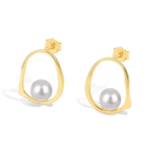 Pearl Ellipse Earrings