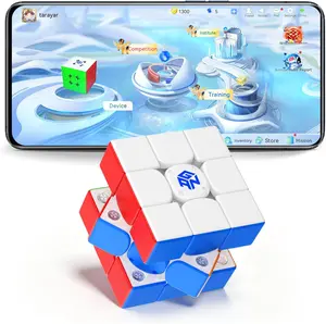 【Official Store】GAN i4 Leap, Bluetooth Speed Cube 3x3, Omni-Directional Smart Core, Electronic Magnetic Speedcube with Charging GanPod, Gyroscope Tracking Movements Steps with App Online Competition, GAN i 4