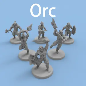 6 Pcs Orc DND Warrior Squad Miniature Statue Figurine Paintable 3D Printed Models for TRPG Tabletop Game Accessories