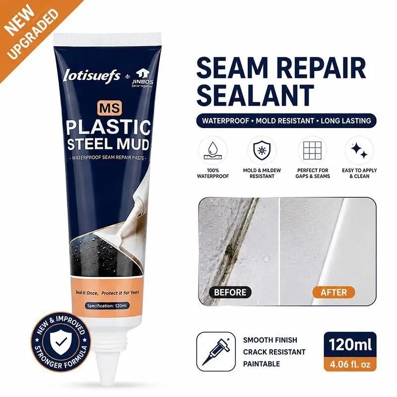 Advanced Opaque White Silicone Caulk (5oz), 5X Strong Adhesion 100% Waterproof Mold-Resistant Sealant for Kitchen, Bathroom Sink, Tub, Shower, Toilet Edge Protection with Free Handy Mud Application Tool