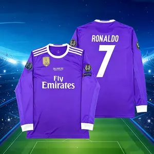 16-17 Away No. 7 Ronaldo Retro Long-Sleeved Purple Comfort Jersey