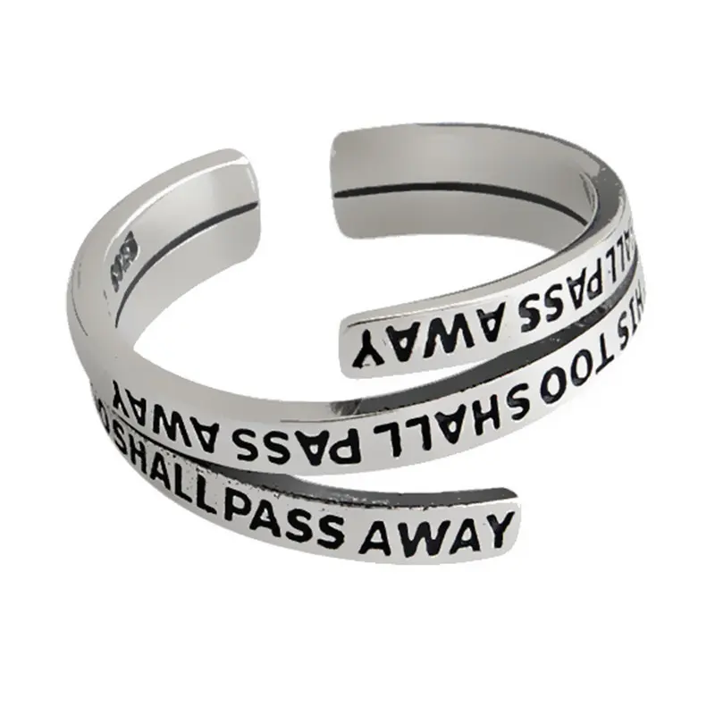 Korean Vintage Multi-Layer Letter Adjustable Open Ring for Women, Minimalist Creative English Alphabet Finger Jewelry