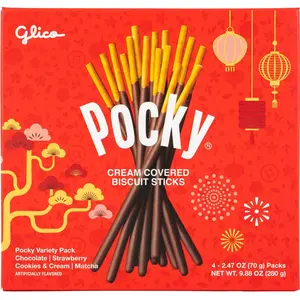 Glico Pocky Happy Lunar New Year Chocolate Biscuit Sticks 4 Flavors Variety Pack 9.88oz