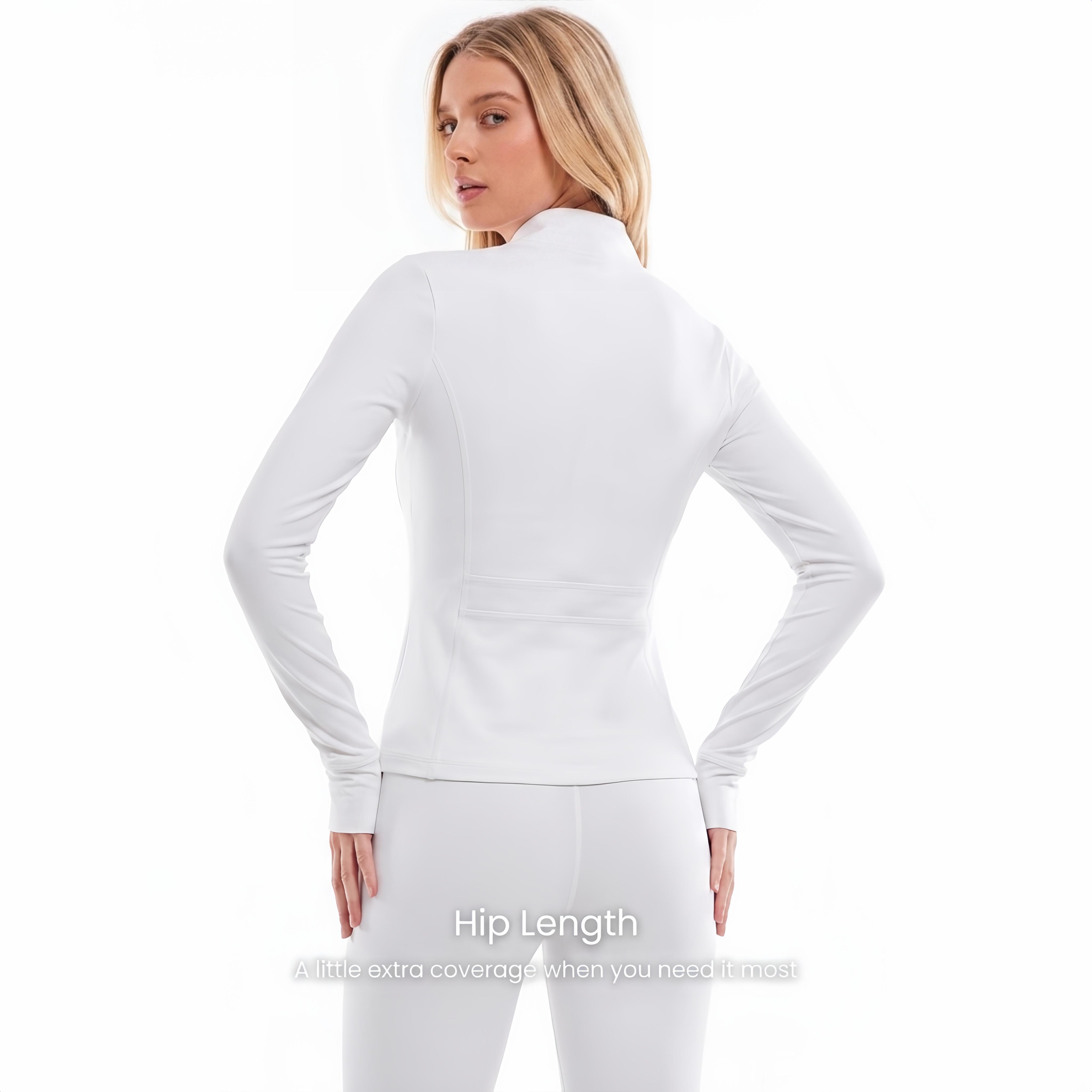 MG1 Women's Thumb Hole Zip Up Sports Jacket, Long Sleeve Active Outerwear Thumbholes Design, Casual Wear for Women Activewear Blazer