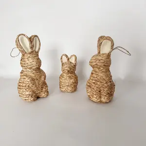 Water Hyacinth Standing Rabbit Home Decor Ornament, Cute Animal Figurine for Living Room Decoration, Unique Gift Idea for Pet Lovers, Collectible Figurines, Home Decor Accessory