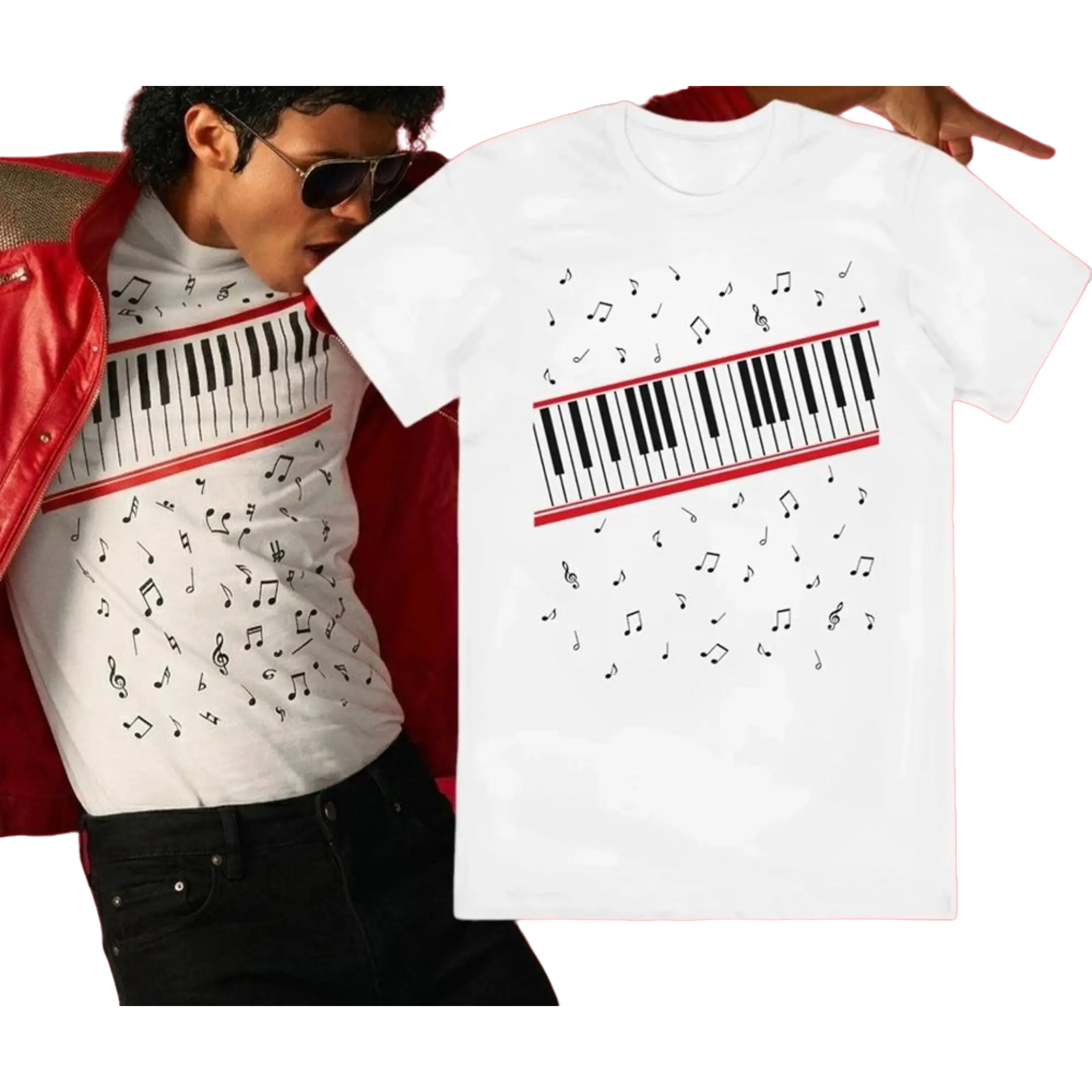 Women's Novelty Fitted Short-Sleeve Casual T-Shirt - Michael Jackson King of Pop 90s Music Inspired Retro Graphic Print Unisex Fabric Tee, Shortsleeve, Cotton, Classic, Simple Round Neck Top
