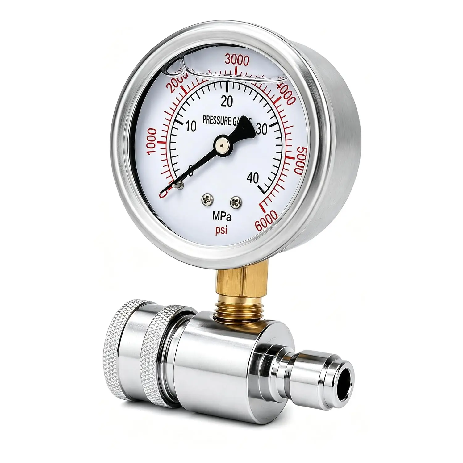 6000 PSI Pressure Washer Gauge with 3/8 Inch Quick Connect, Heavy-Duty Pressure Gauge for Power Washer