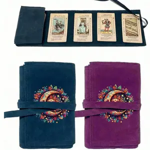 Tarot Card Storage Bag with Sun Moon Design, Blue, Drawstring Closure, Soft Fabric, Portable Case, Ideal Gift for Friends Family